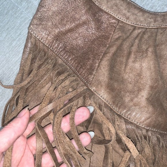 Genuine Soft Leather Fringed Hobo Style Handbag Hecho En Mexico Casa Larrea - Picture 2 of 12